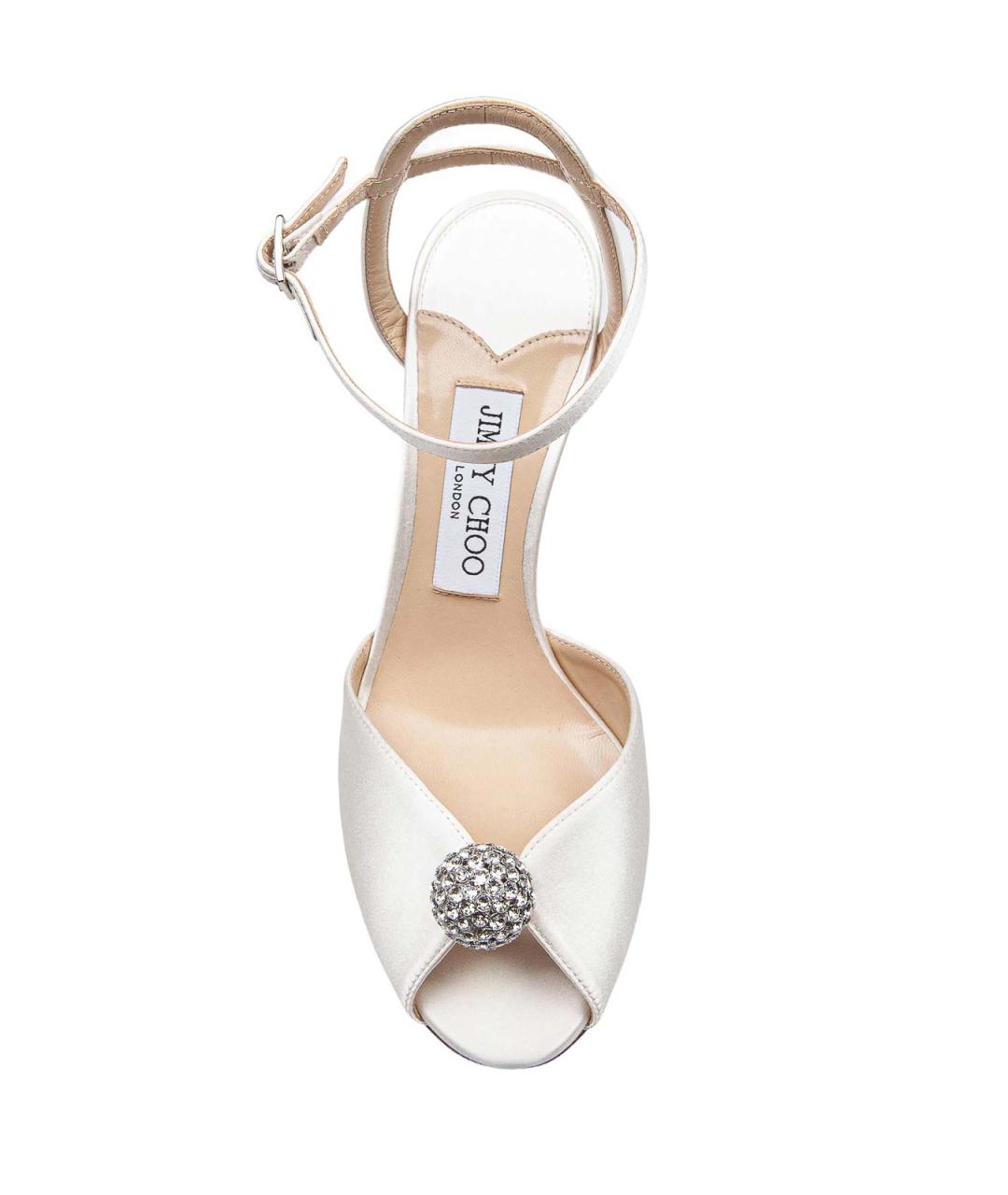 JIMMY CHOO Белые текстильные босоножки, фото 3