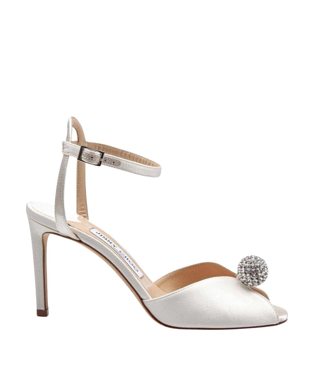 JIMMY CHOO Белые текстильные босоножки, фото 1