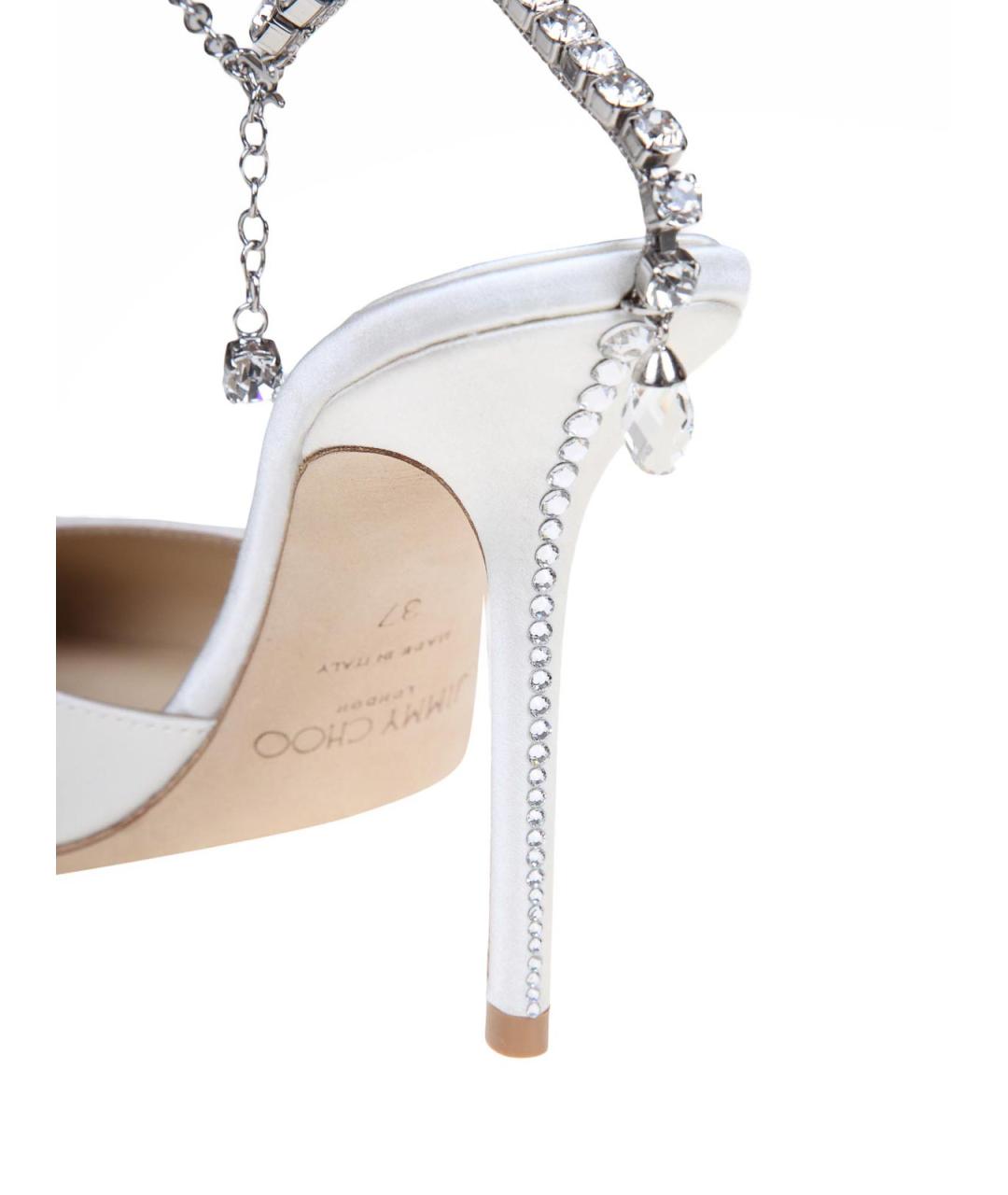 JIMMY CHOO Белые текстильные босоножки, фото 5