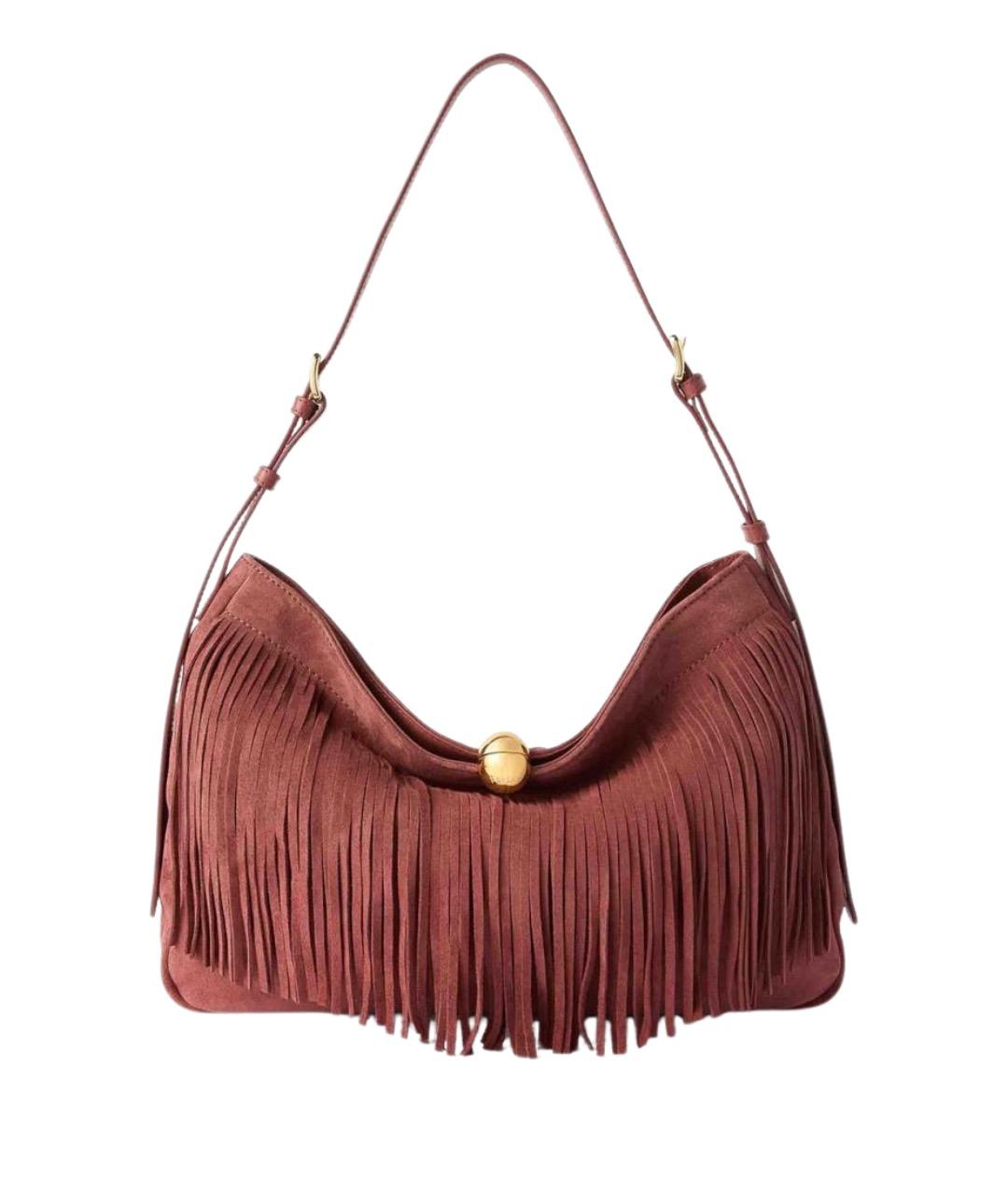 FURLA Бордовая замшевая сумка через плечо, фото 1