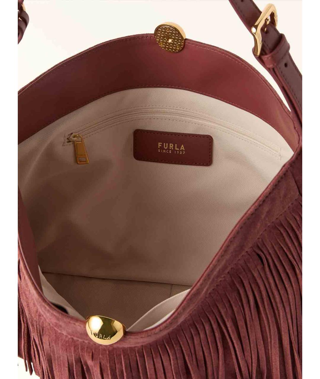 FURLA Бордовая замшевая сумка через плечо, фото 3