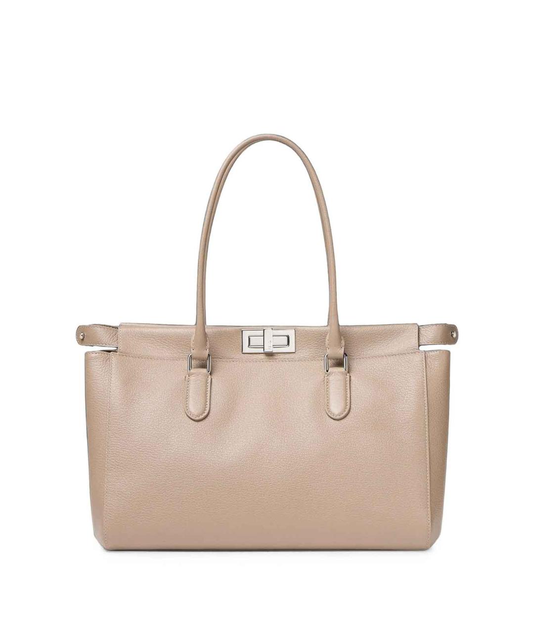 FENDI Бежевая кожаная сумка тоут, фото 2