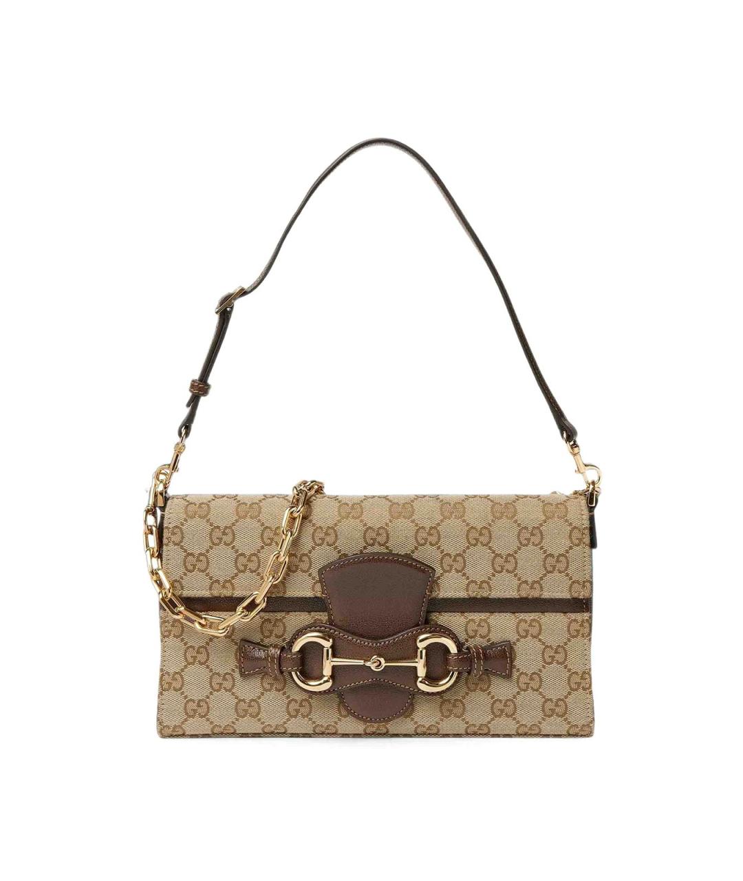 GUCCI Бежевая сумка через плечо из канвы, фото 1