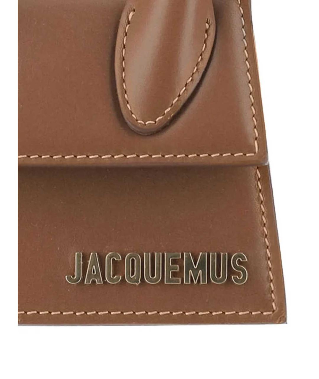 JACQUEMUS Коричневая кожаная сумка с короткими ручками, фото 4