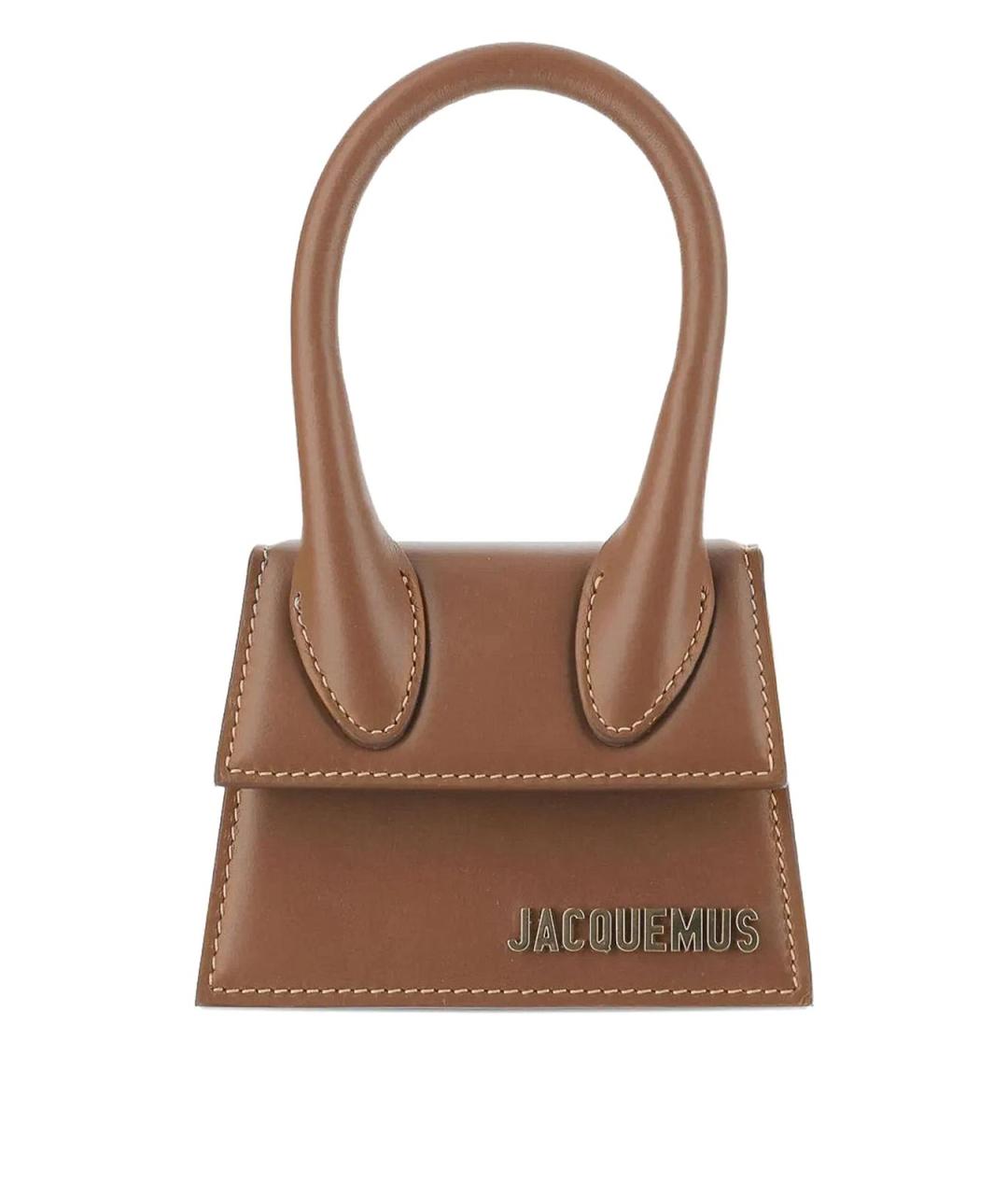 JACQUEMUS Коричневая кожаная сумка с короткими ручками, фото 1