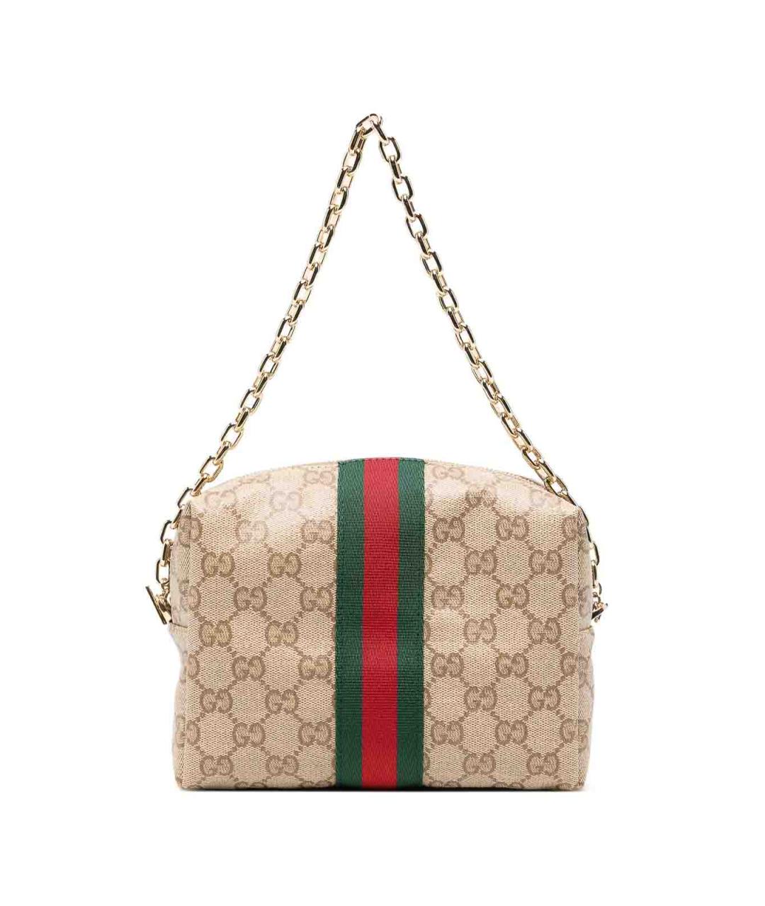 GUCCI Бежевая сумка через плечо из канвы, фото 2