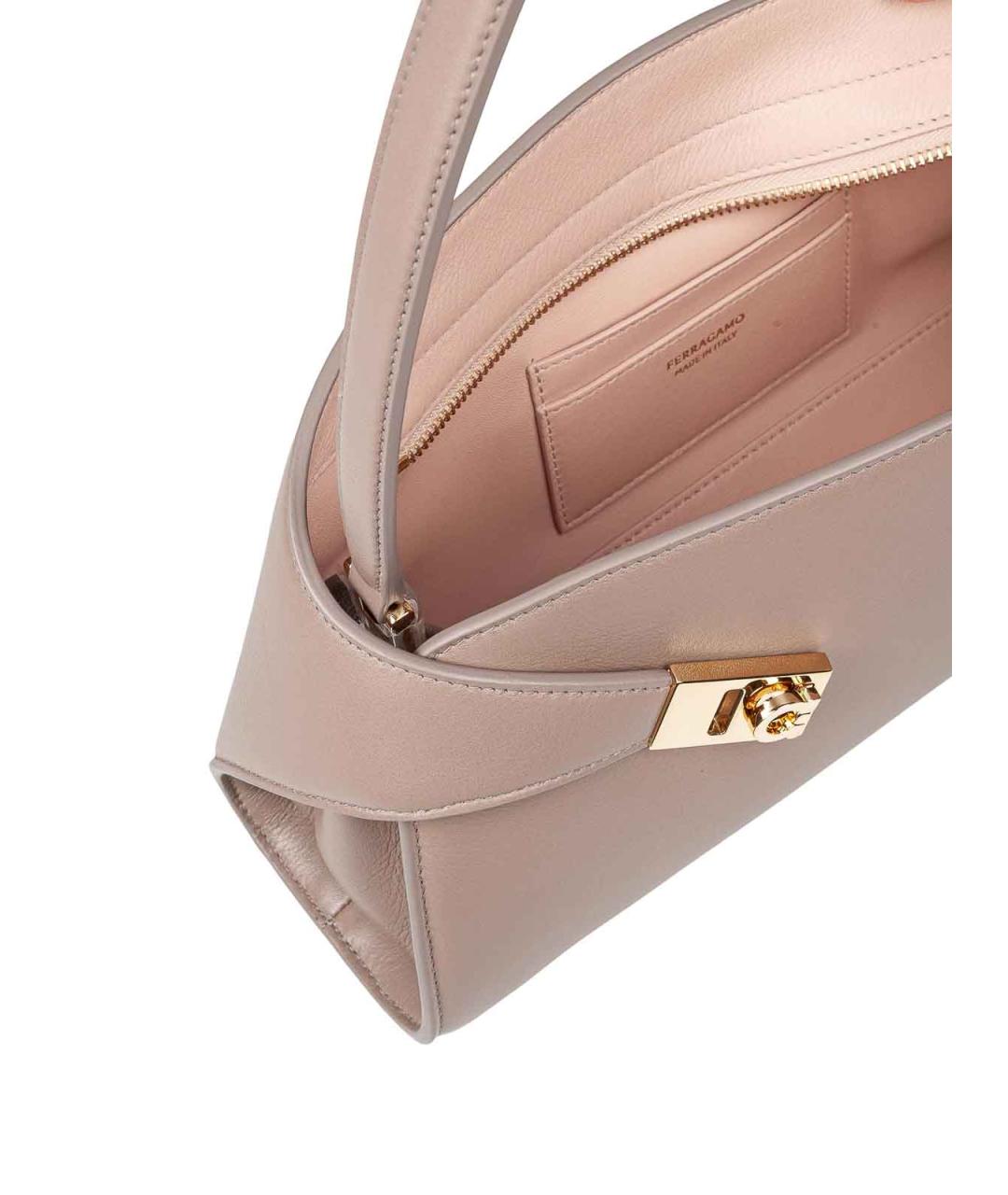 FERRAGAMO Бежевая кожаная сумка через плечо, фото 4