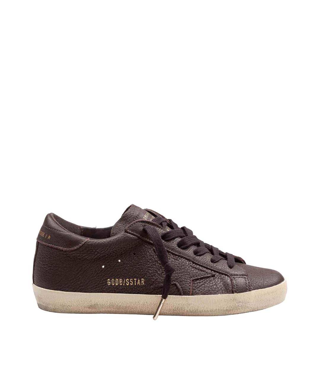 GOLDEN GOOSE Коричневые кожаные кеды, фото 1