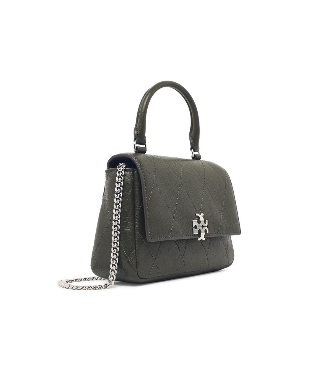 TORY BURCH Зеленая кожаная сумка с короткими ручками, фото 2