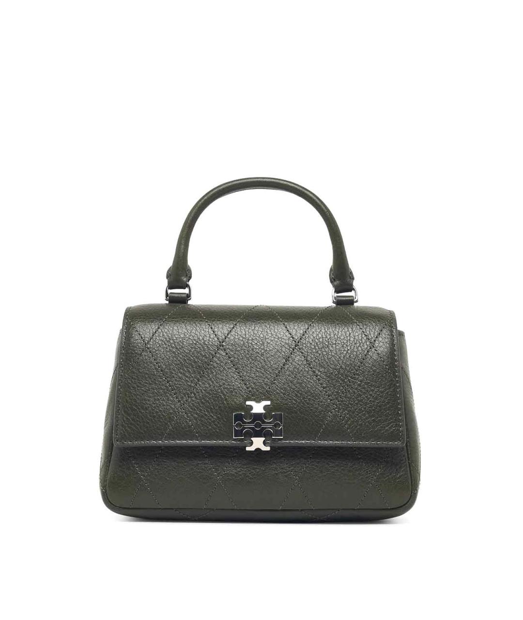 TORY BURCH Зеленая кожаная сумка с короткими ручками, фото 1