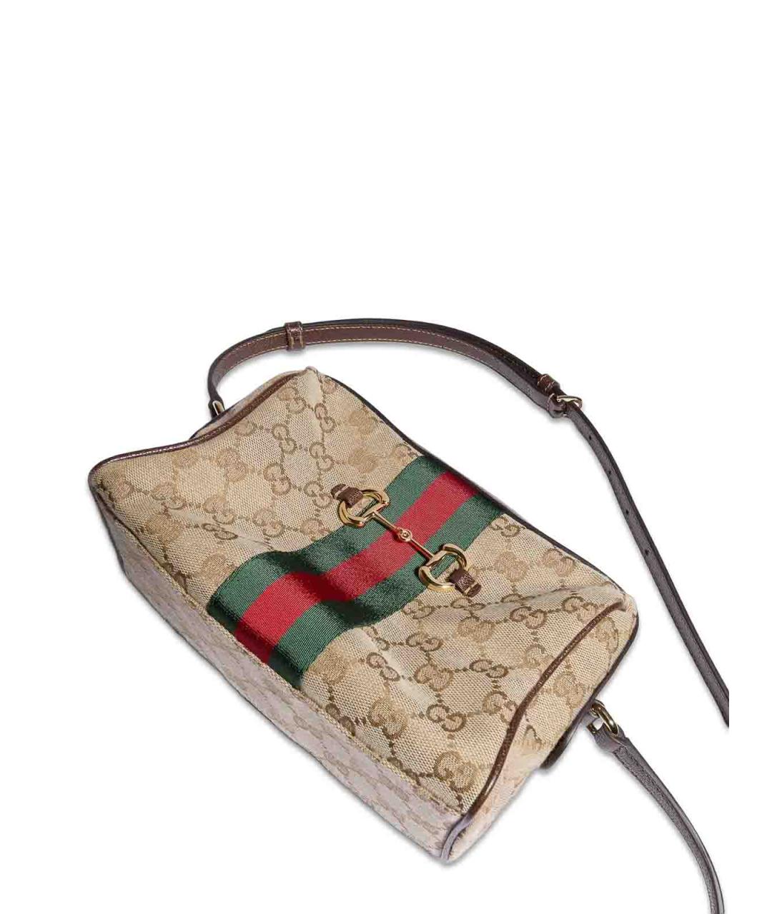 GUCCI Бежевая сумка через плечо из канвы, фото 6