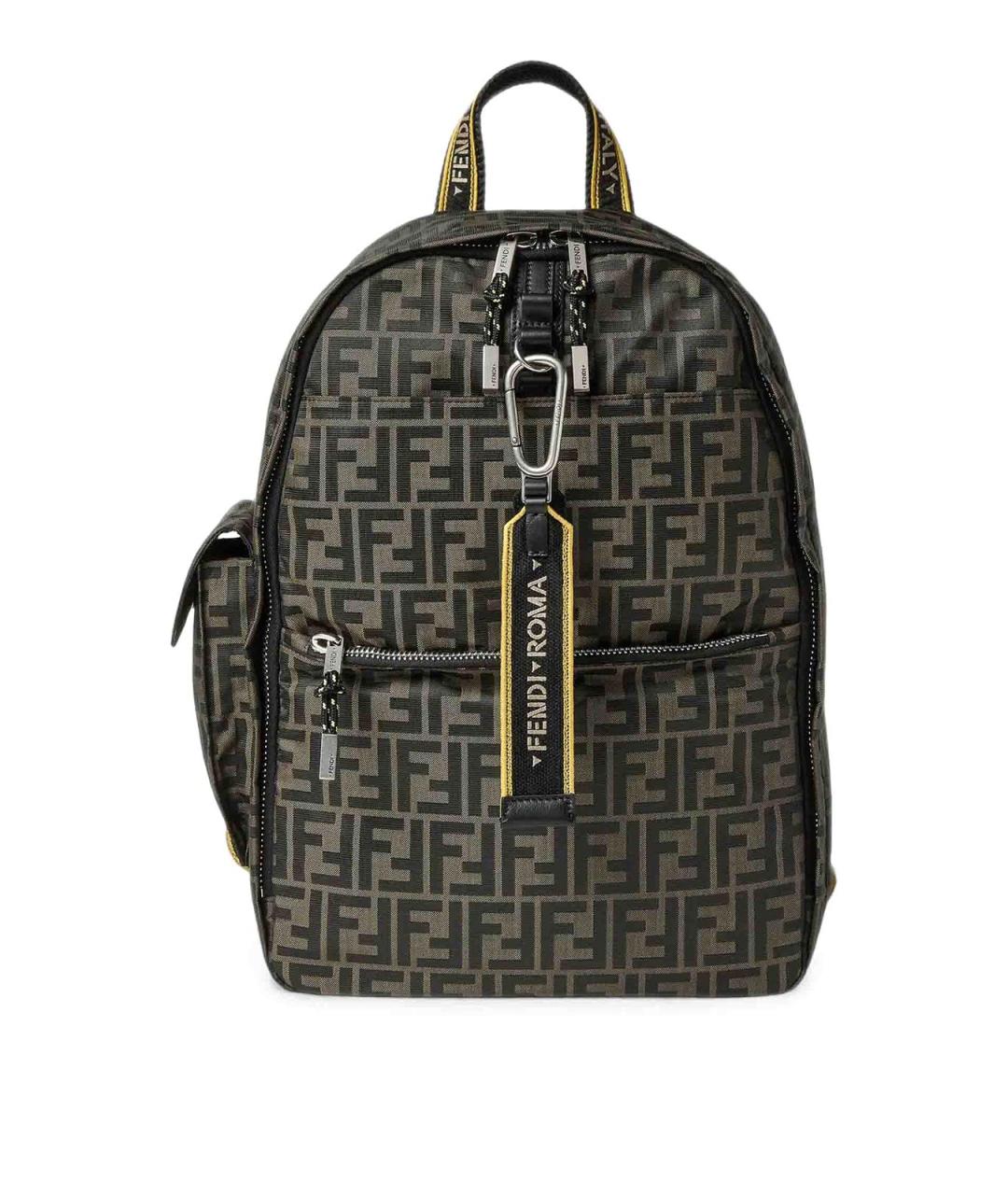 FENDI Коричневый тканевый рюкзак, фото 1