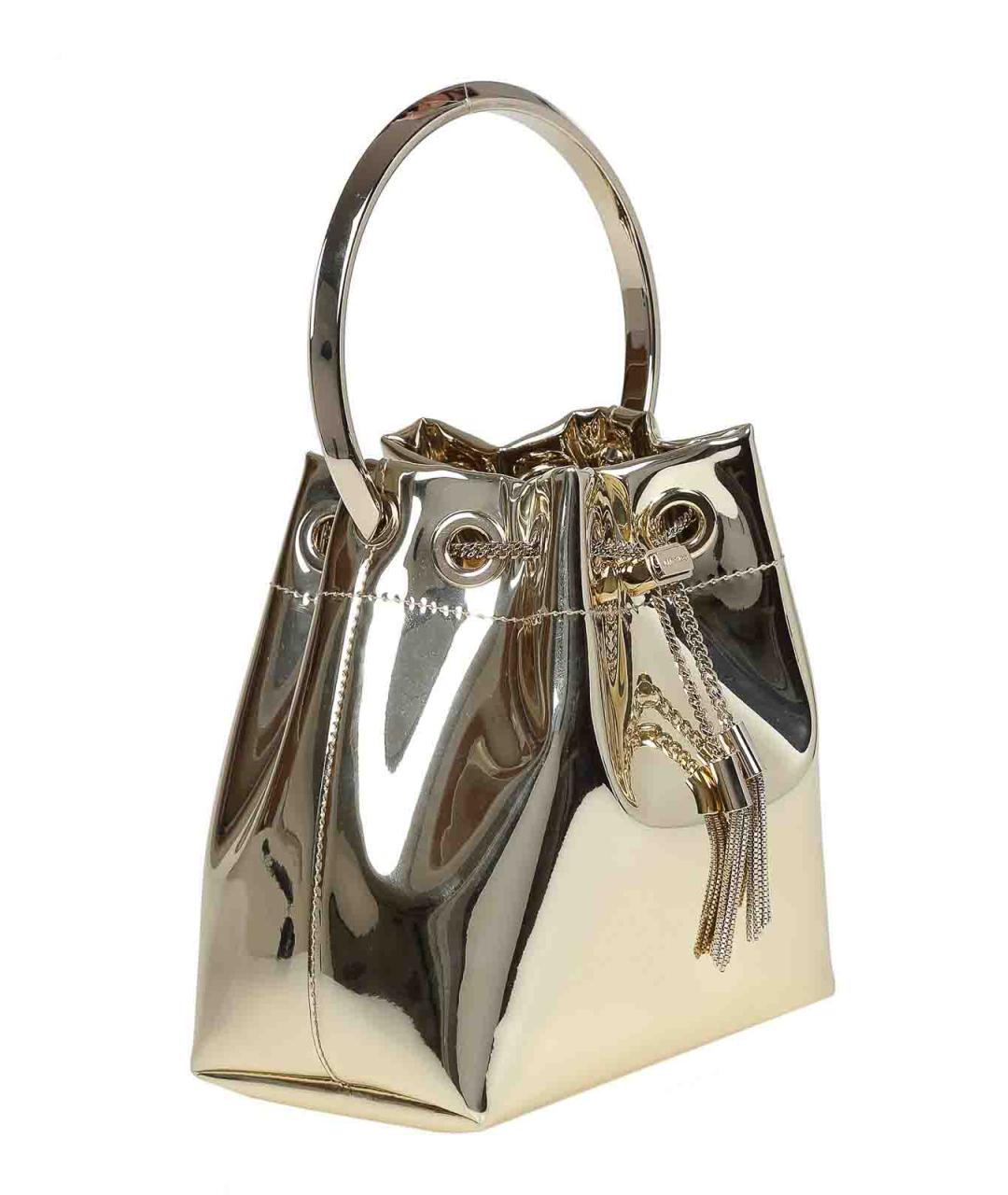 JIMMY CHOO Золотая кожаная сумка с короткими ручками, фото 2