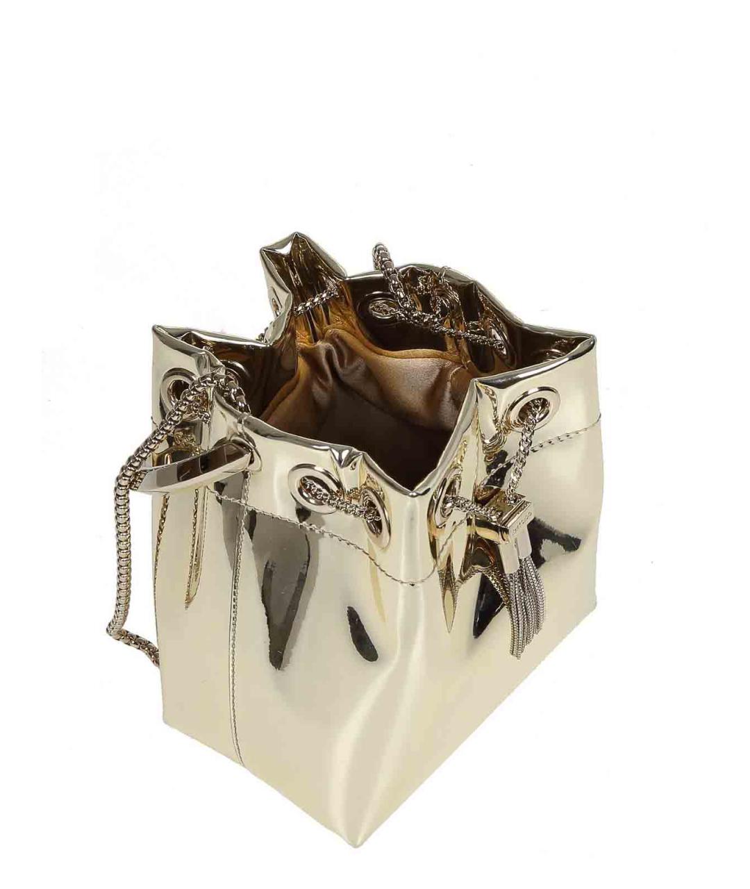 JIMMY CHOO Золотая кожаная сумка с короткими ручками, фото 4