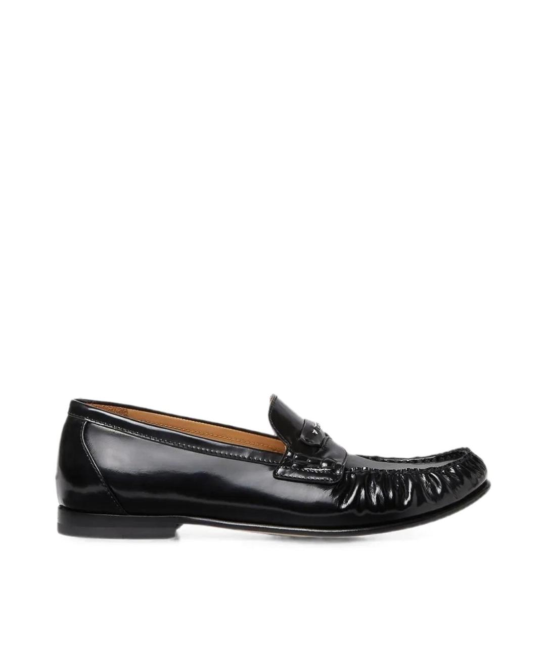 FENDI Черные кожаные лоферы, фото 1
