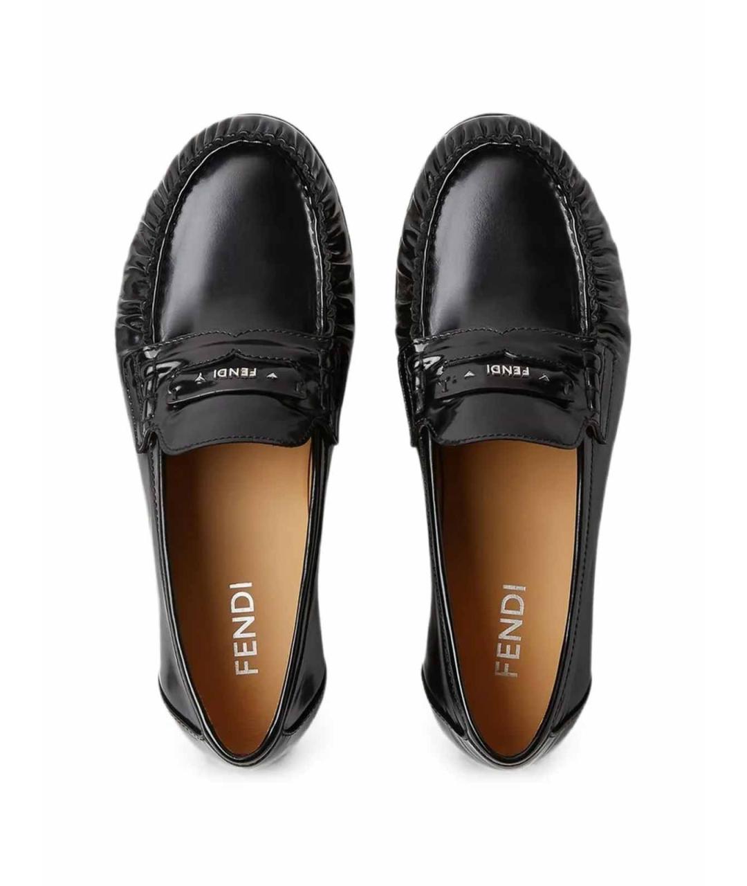 FENDI Черные кожаные лоферы, фото 4
