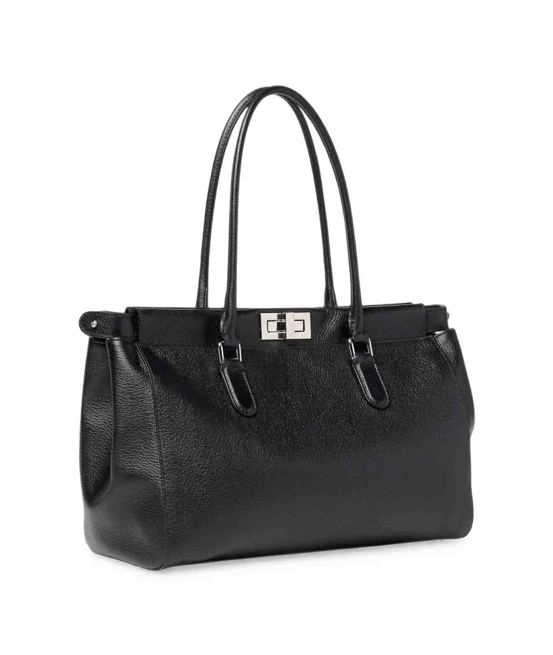 FENDI Черная кожаная сумка тоут, фото 2