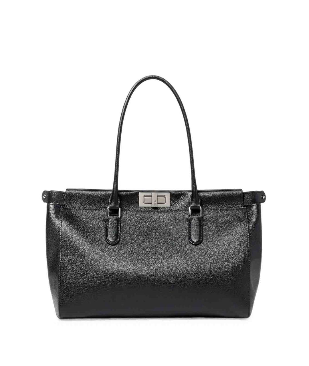 FENDI Черная кожаная сумка тоут, фото 4