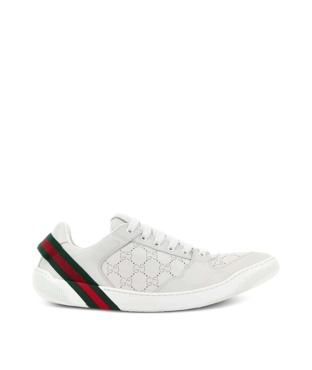 GUCCI Белые кожаные низкие кроссовки / кеды, фото 1