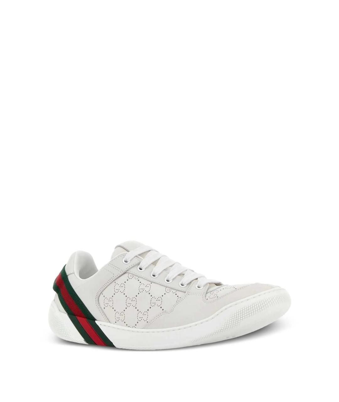 GUCCI Белые кожаные низкие кроссовки / кеды, фото 2