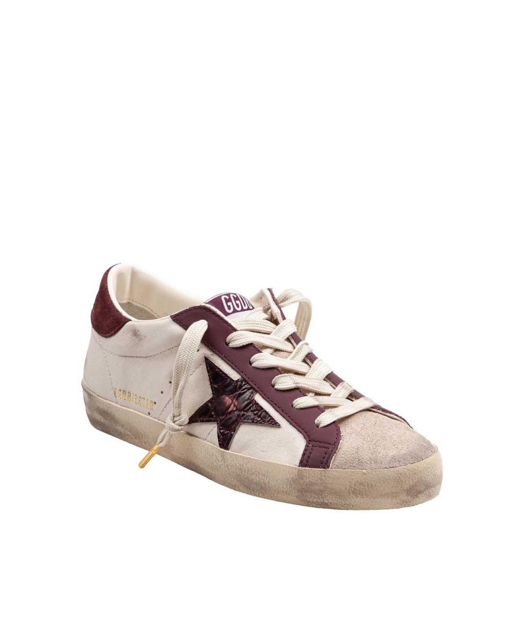 GOLDEN GOOSE Бежевые кожаные низкие кроссовки / кеды, фото 2