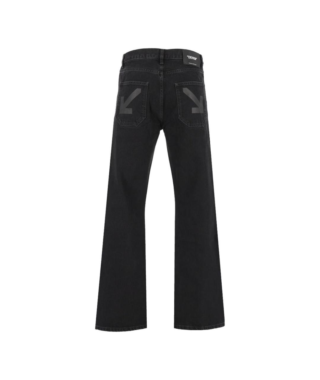 OFF-WHITE Черные хлопковые прямые джинсы, фото 3