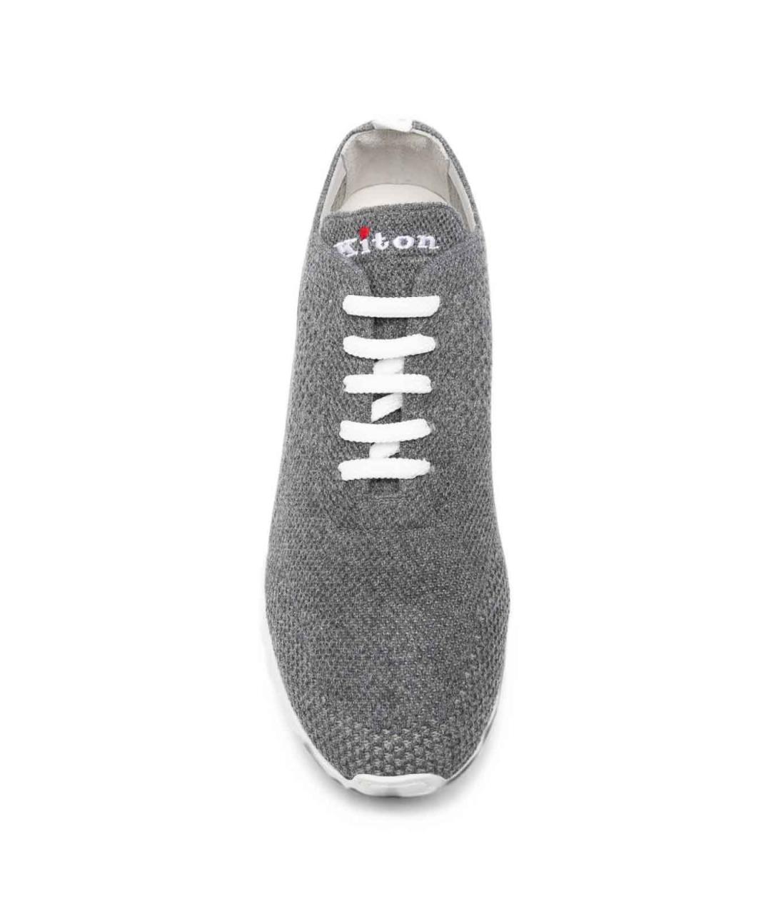 KITON Серые текстильные низкие кроссовки / кеды, фото 2