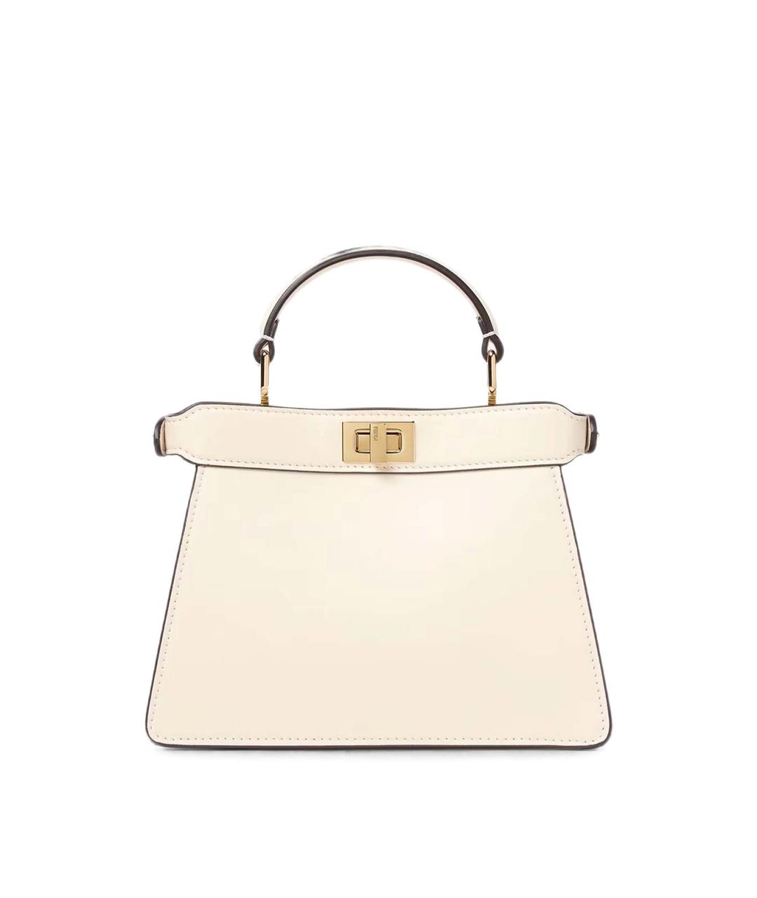 FENDI Белая кожаная сумка тоут, фото 2
