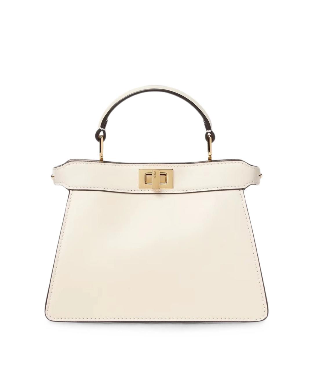 FENDI Белая кожаная сумка тоут, фото 4