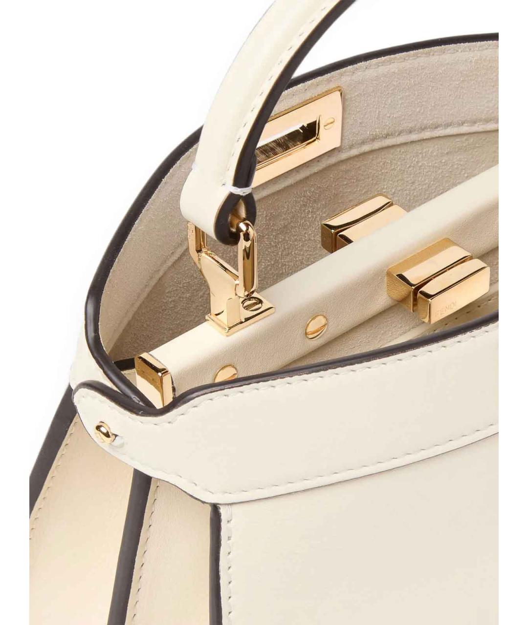FENDI Белая кожаная сумка тоут, фото 5