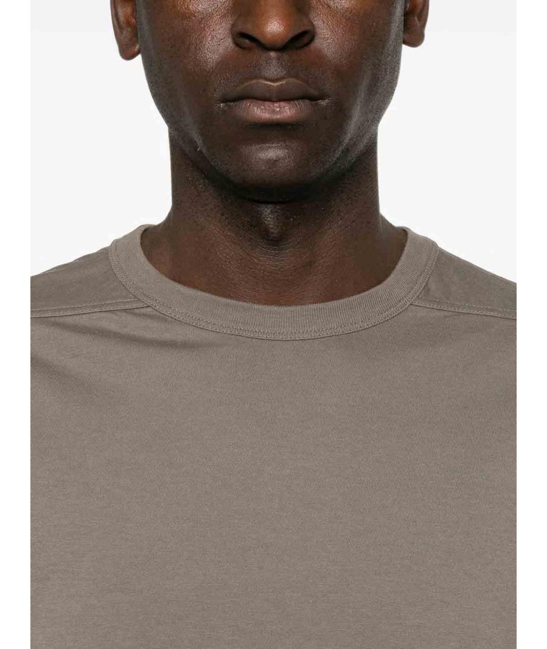 RICK OWENS Коричневая хлопковая футболка, фото 5