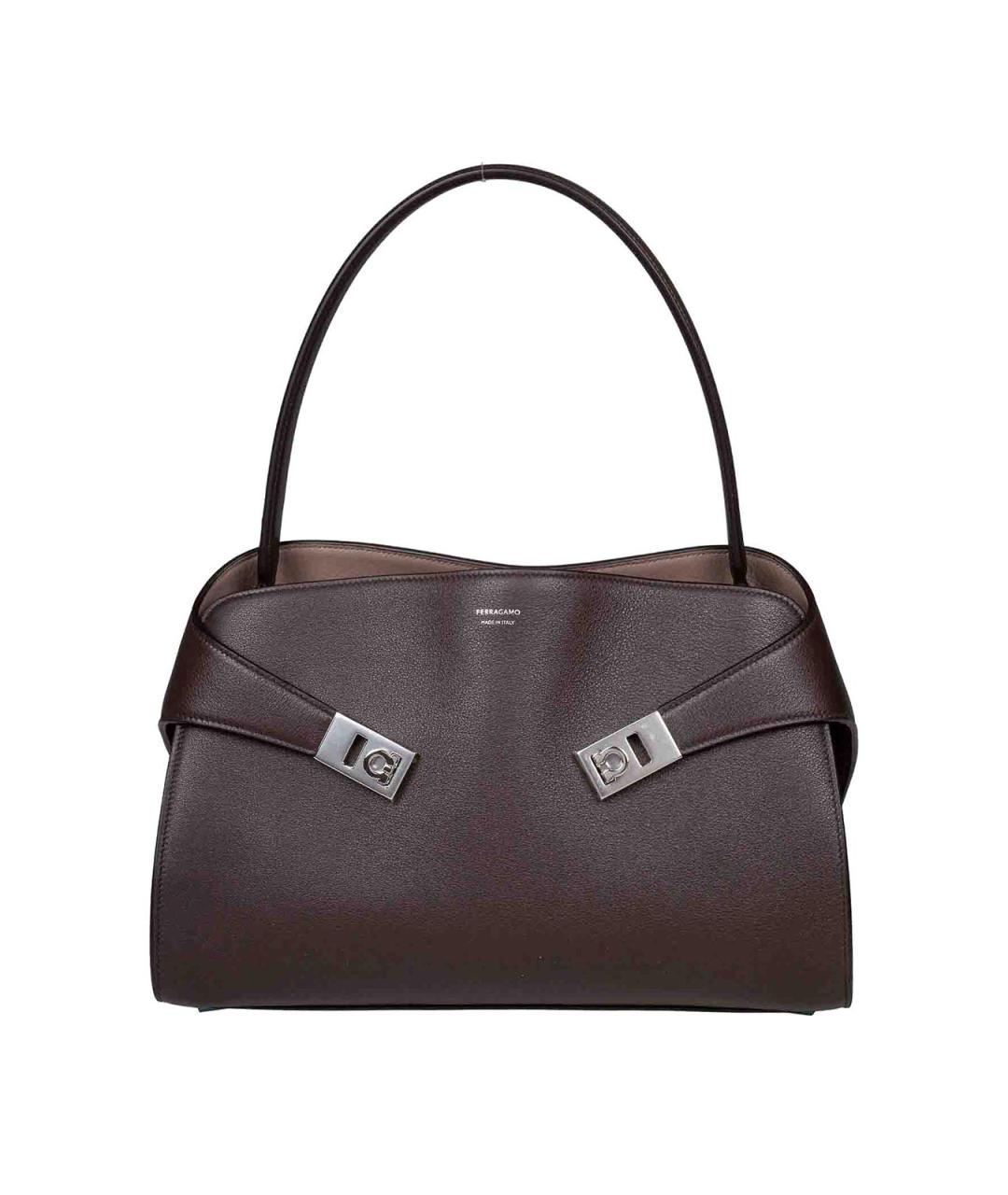 FERRAGAMO Коричневая кожаная сумка тоут, фото 1
