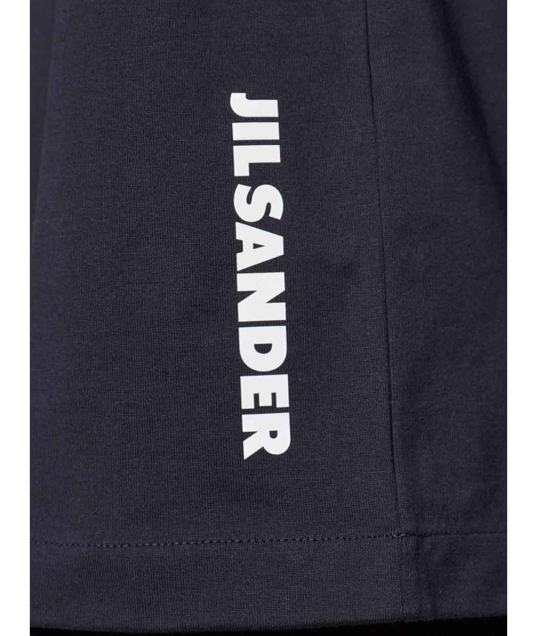 JIL SANDER Темно-синяя хлопковая футболка, фото 4