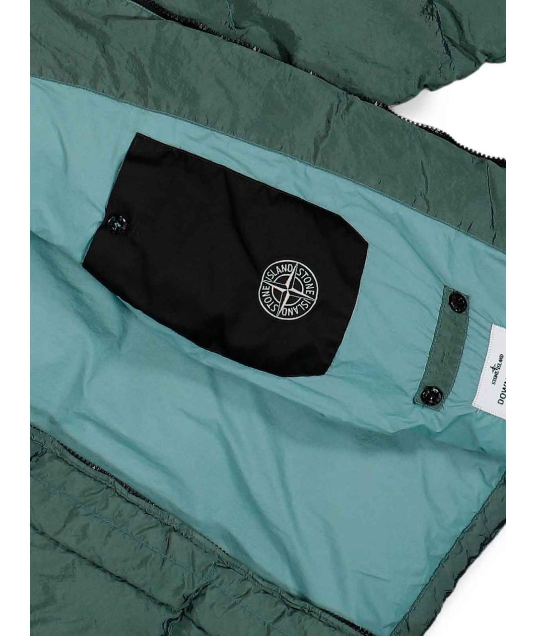 STONE ISLAND Зеленый нейлоновый пуховик, фото 3