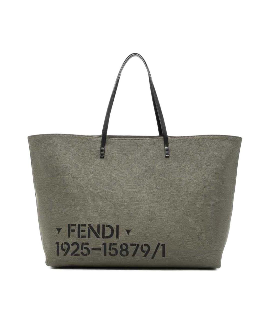 FENDI Зеленая сумка тоут из канвы, фото 1
