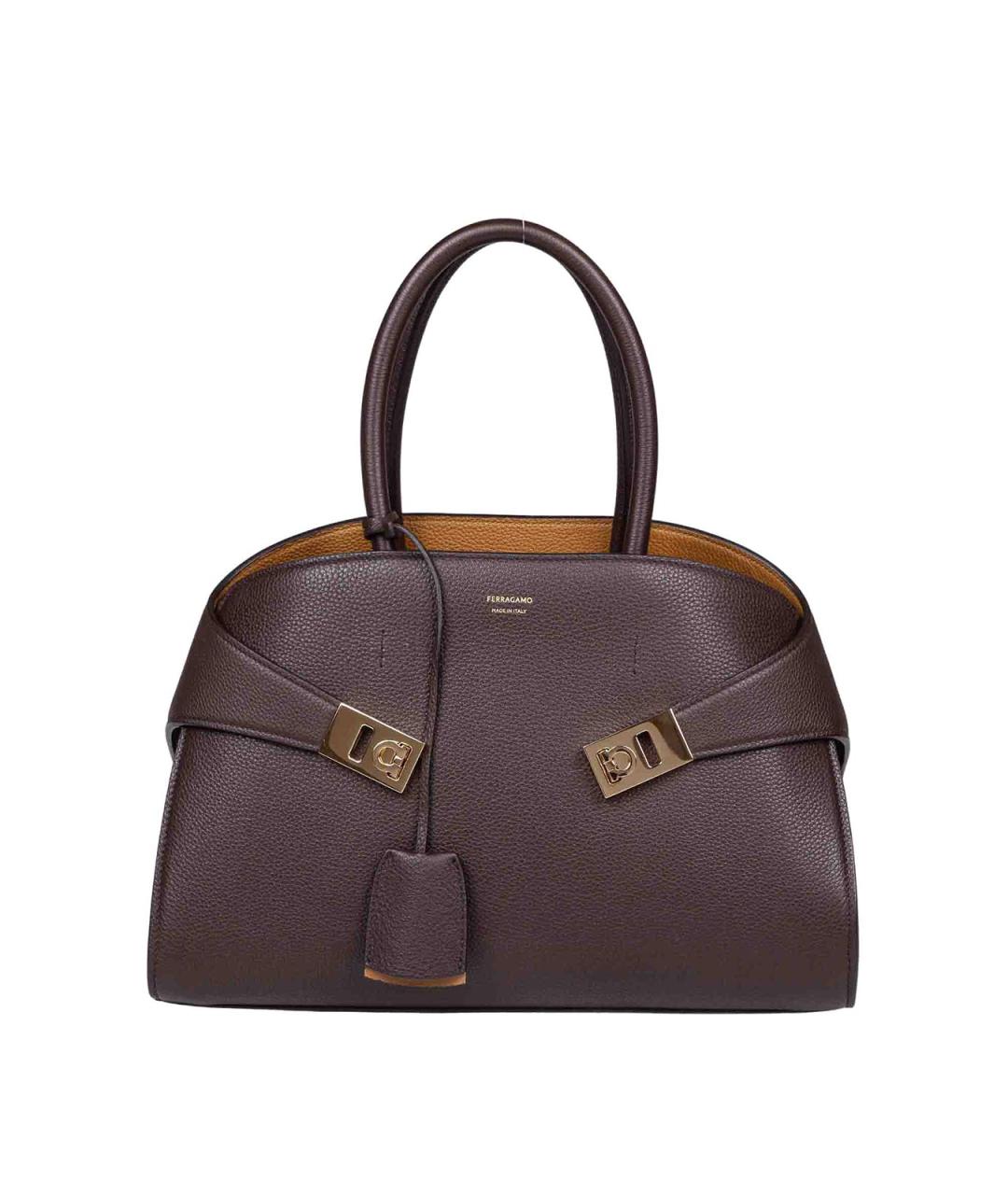 FERRAGAMO Коричневая кожаная сумка тоут, фото 1