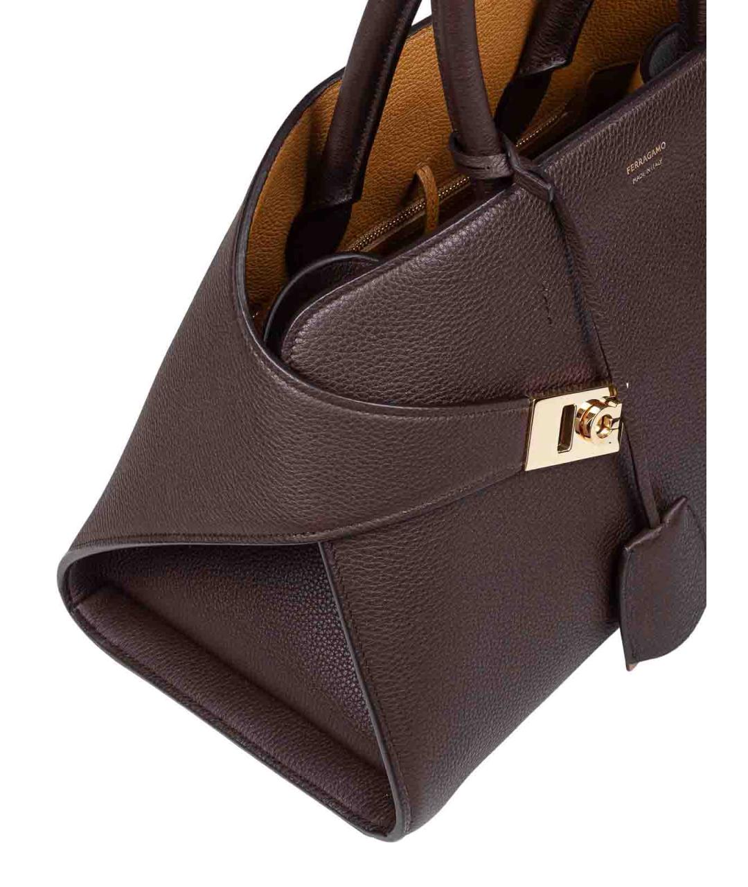 FERRAGAMO Коричневая кожаная сумка тоут, фото 4