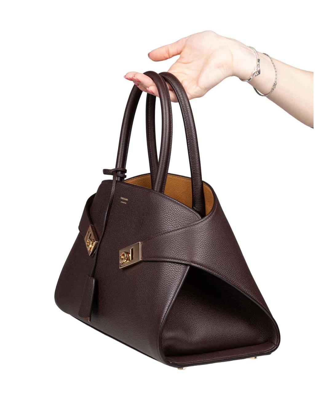 FERRAGAMO Коричневая кожаная сумка тоут, фото 2