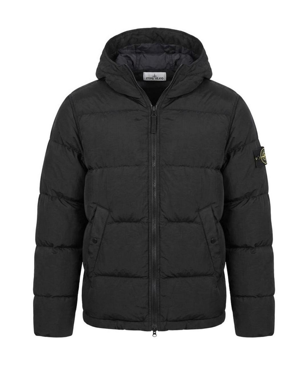 STONE ISLAND Черный нейлоновый пуховик, фото 1