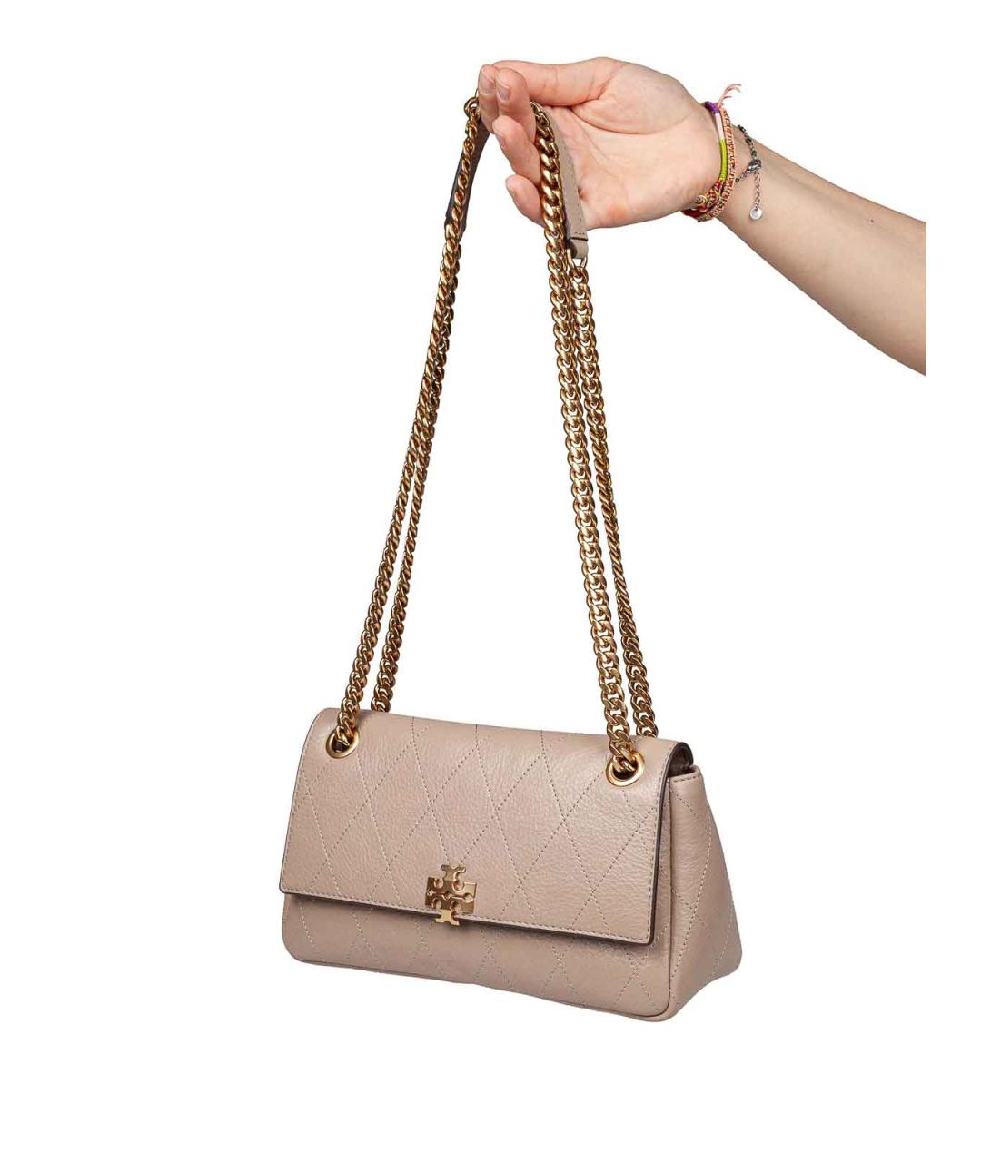 TORY BURCH Бежевая кожаная сумка через плечо, фото 2