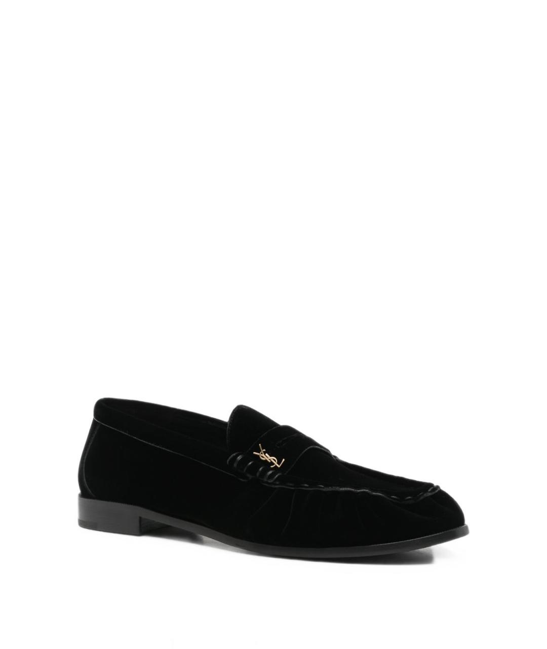SAINT LAURENT Черные бархатные лоферы, фото 2