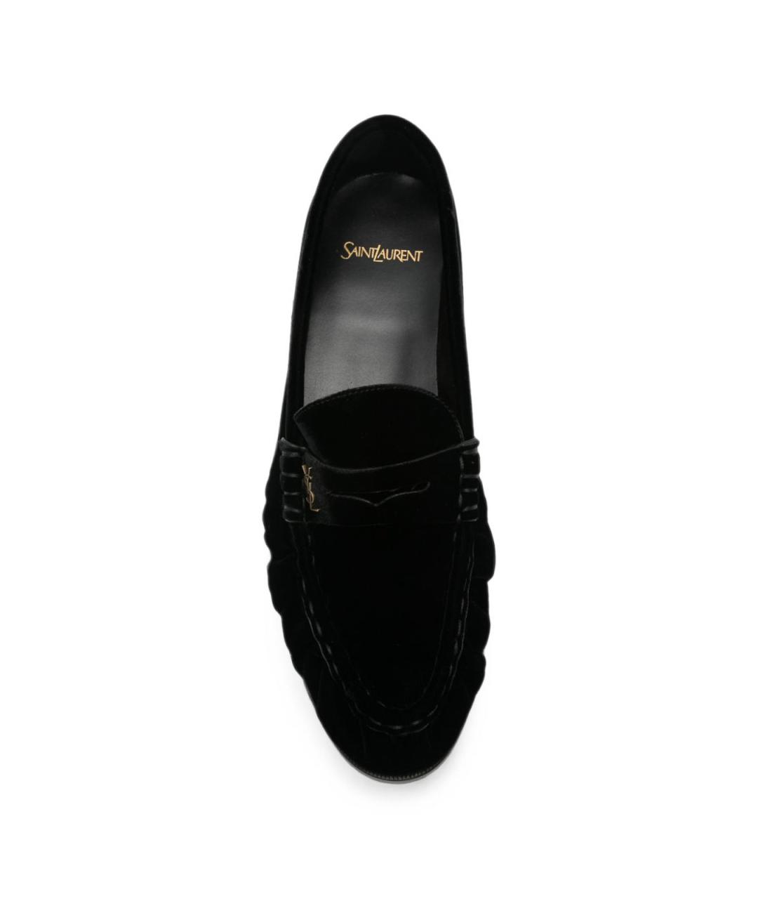 SAINT LAURENT Черные бархатные лоферы, фото 4