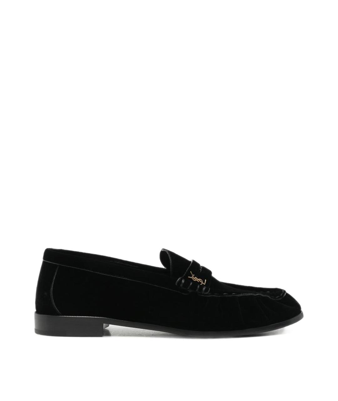 SAINT LAURENT Черные бархатные лоферы, фото 1