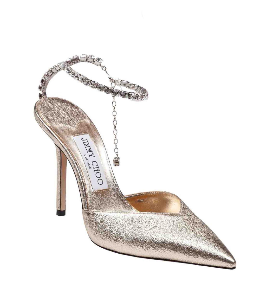 JIMMY CHOO Золотые кожаные туфли, фото 2