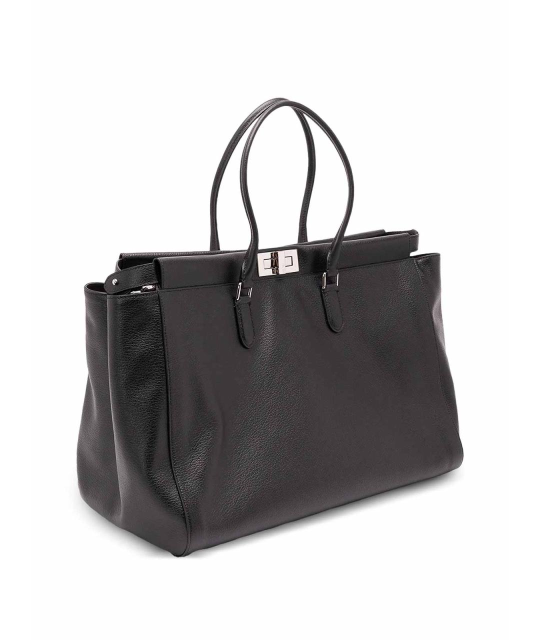 FENDI Черная кожаная сумка тоут, фото 5
