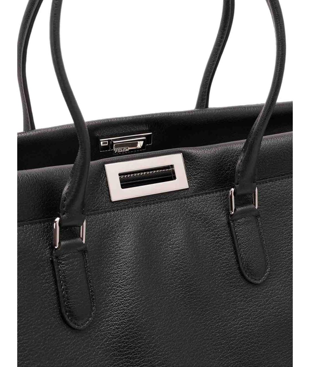 FENDI Черная кожаная сумка тоут, фото 2