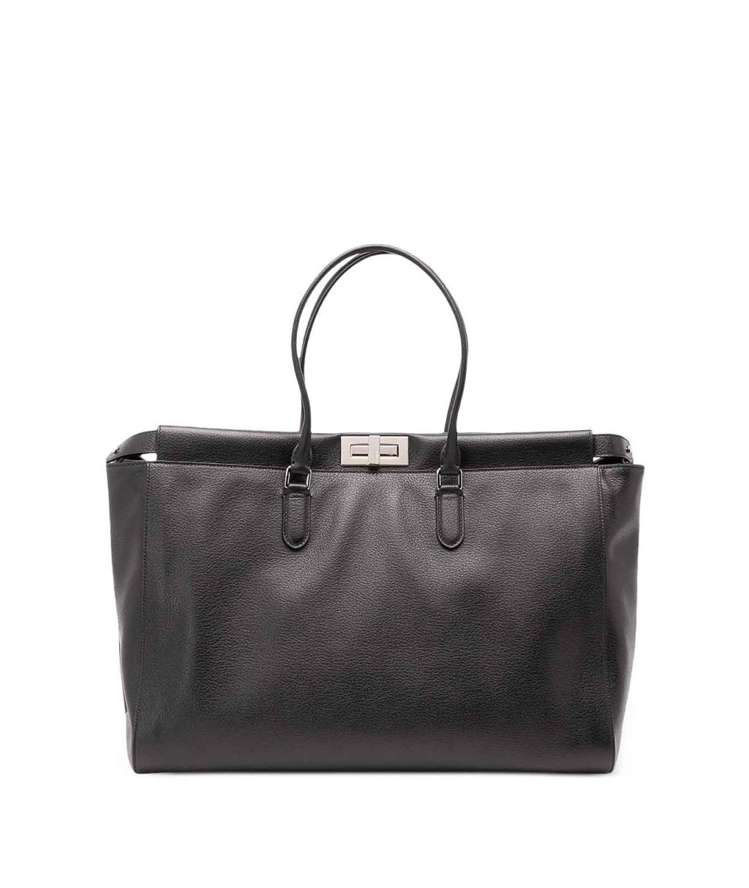 FENDI Черная кожаная сумка тоут, фото 3