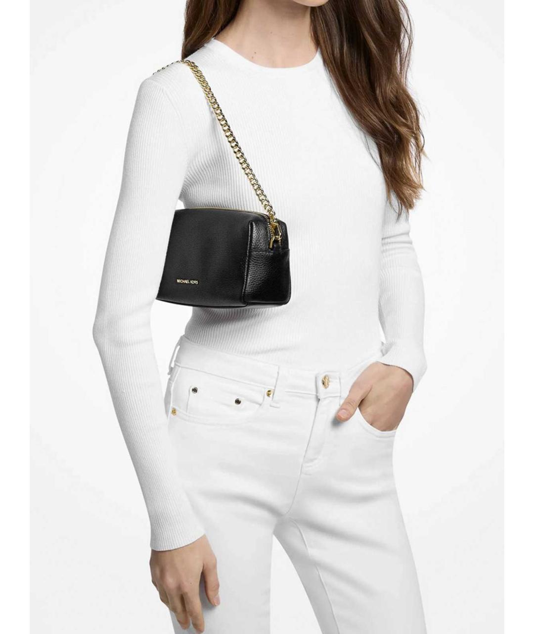 MICHAEL KORS Черная кожаная сумка через плечо, фото 5
