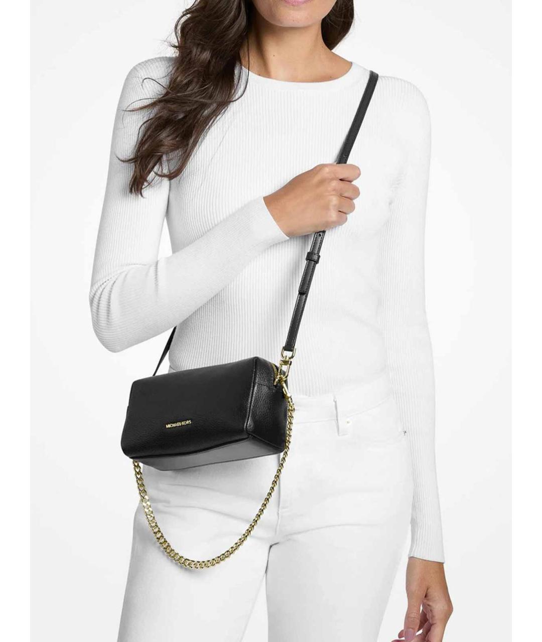 MICHAEL KORS Черная кожаная сумка через плечо, фото 4