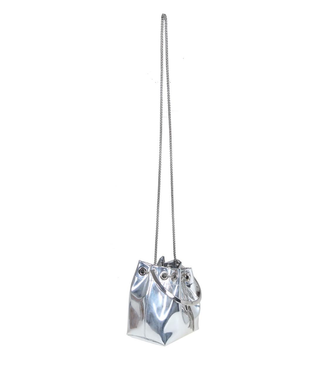 JIMMY CHOO Серебряная кожаная сумка с короткими ручками, фото 3